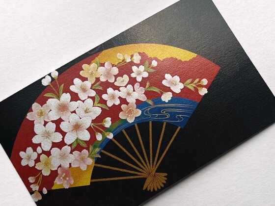 さくらホワイトCoCの用紙で印刷した花扇子