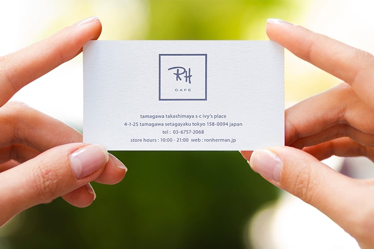Shop Card 10 紙の質感を活かしたシンプルなデザインがオシャレ Ron Herman Cafe ロンハーマンカフェ 山櫻 オリジナル名刺作成 Tsutafu ツタウ